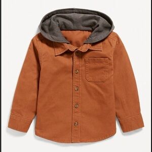 NWT Old Navy hooded button twill shirt SIZE:3T
